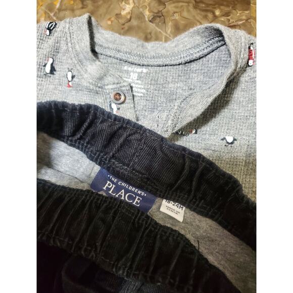 Carter's The Children's Place Baby Boys 18M 2 Piece Longsleeve Outfit Pants Set - Picture 2 of 4